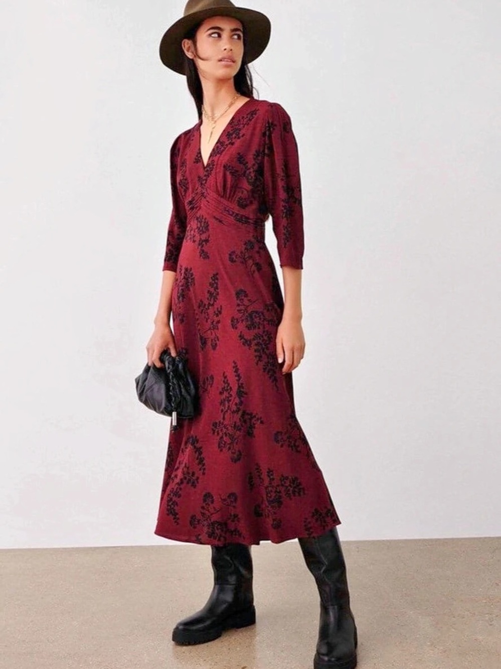 Ba&sh Floral Burgundy & Black Maxi Dress